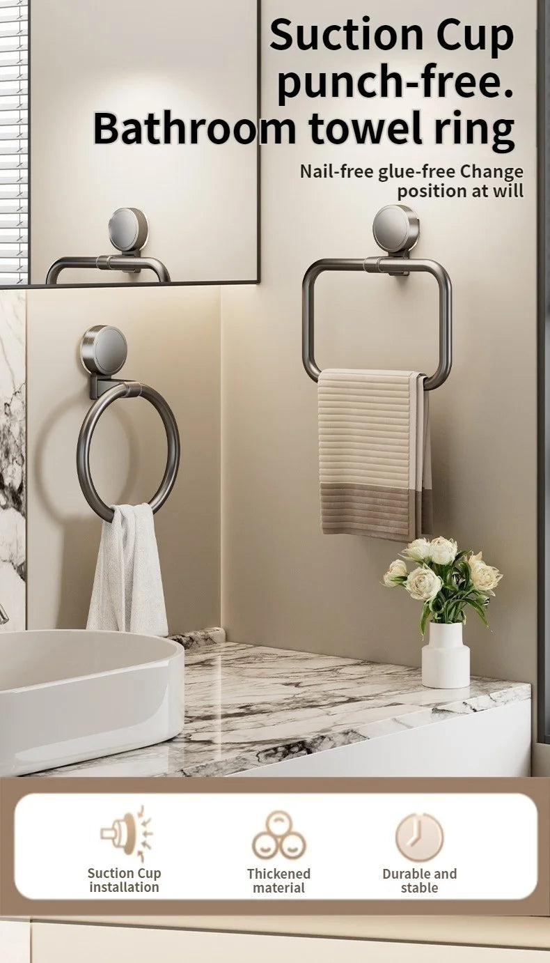 No Need To Drill Suction Cup Towel Ring Bathroom Towel Rack Kitchen Rag Rack Bathroom Toilet Wall Hanging Towel Rack