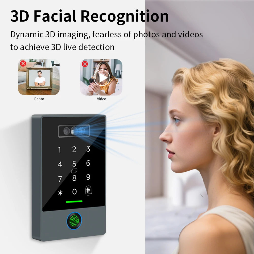 TTLOCK Smart Visual Intercom IP68 Waterproof IC Card Fingerprint WiFi Face Recognition Access Control Machine Home Security