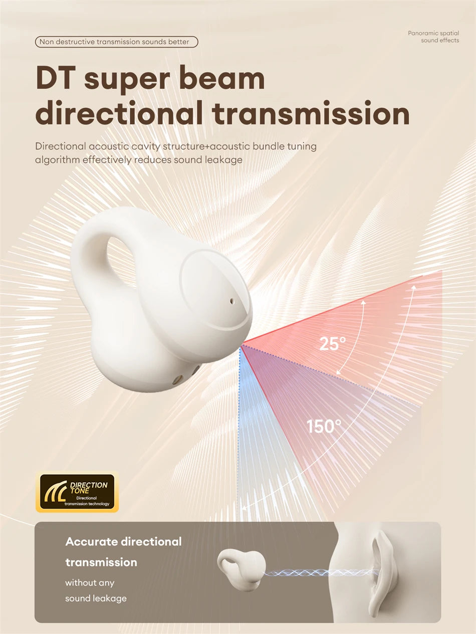 Lenovo LP25 PRO Bluetooth 5.4 Headphones Ear Clip Sport Wireless Headset Long Battery Life Noise Reduction Earphones HD Mic Call