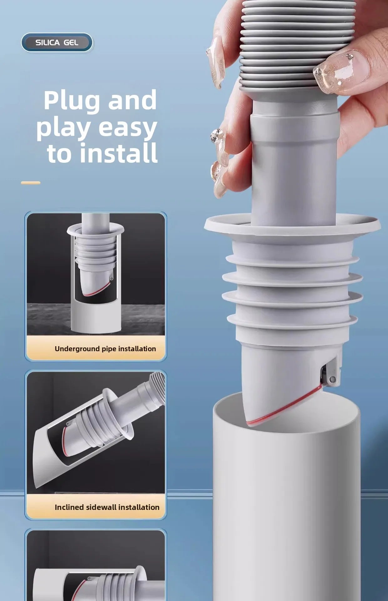 Sink Plug Sewer Pipe Sealing Ring Water Plug Floor Drain Shower Stopper Bathroom Accessories 70-75mm Silicone Drains Kitchen