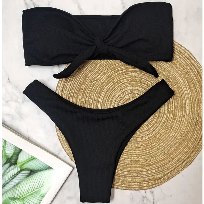 Sexy Bikini Bottoms Women's 2025 Swimsuit Low Waisted Bottom Solid Color Swimwear Thong Beachwear Brazilian Bathing Suit Summer