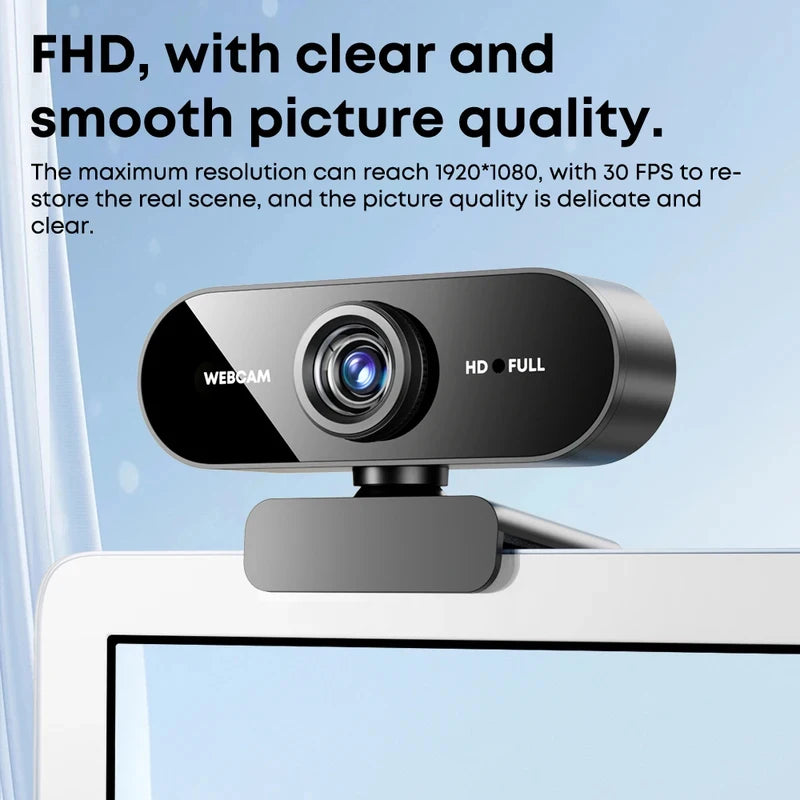1080P FHD Webcam with Microphone, USB Computer Camera for Laptop Desktop, Wide Angle for Online Class & Video Conference