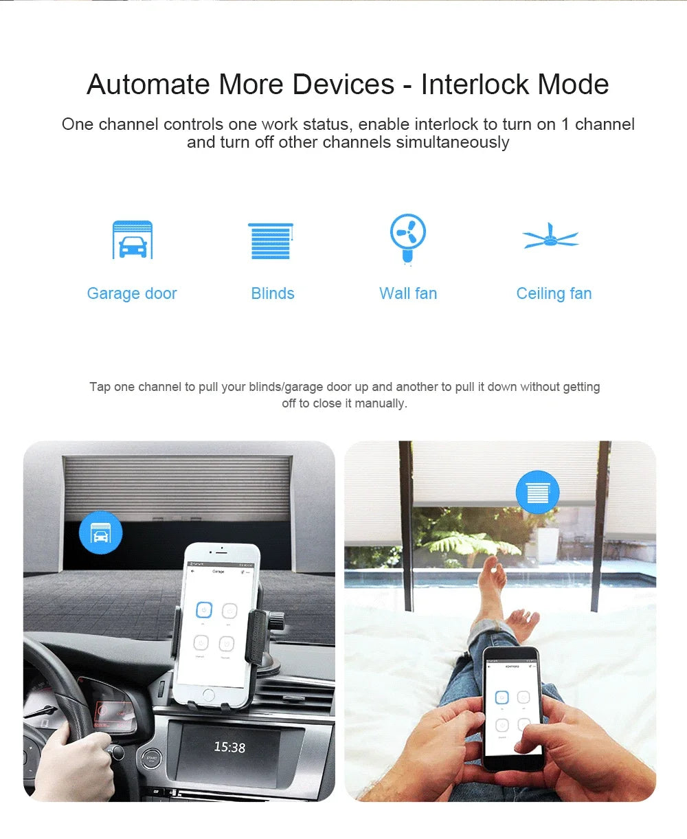SONOFF WiFi 4CH PRO Smart Switch R3 4 Gang with RF Control 3 Working mode Smart Light Switch eWeLink APP Control Smart Module