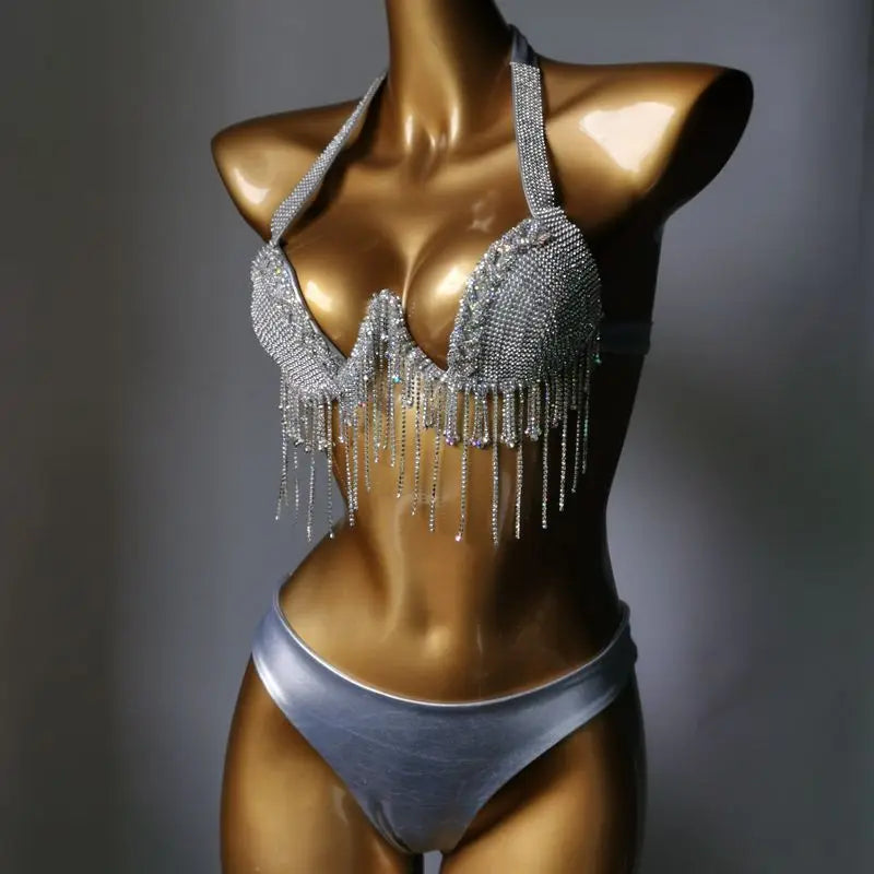 2023 newest crystal bikini swimwear fashion bar bikini blingbling swimwear bikini popular bathingsuit bikini
