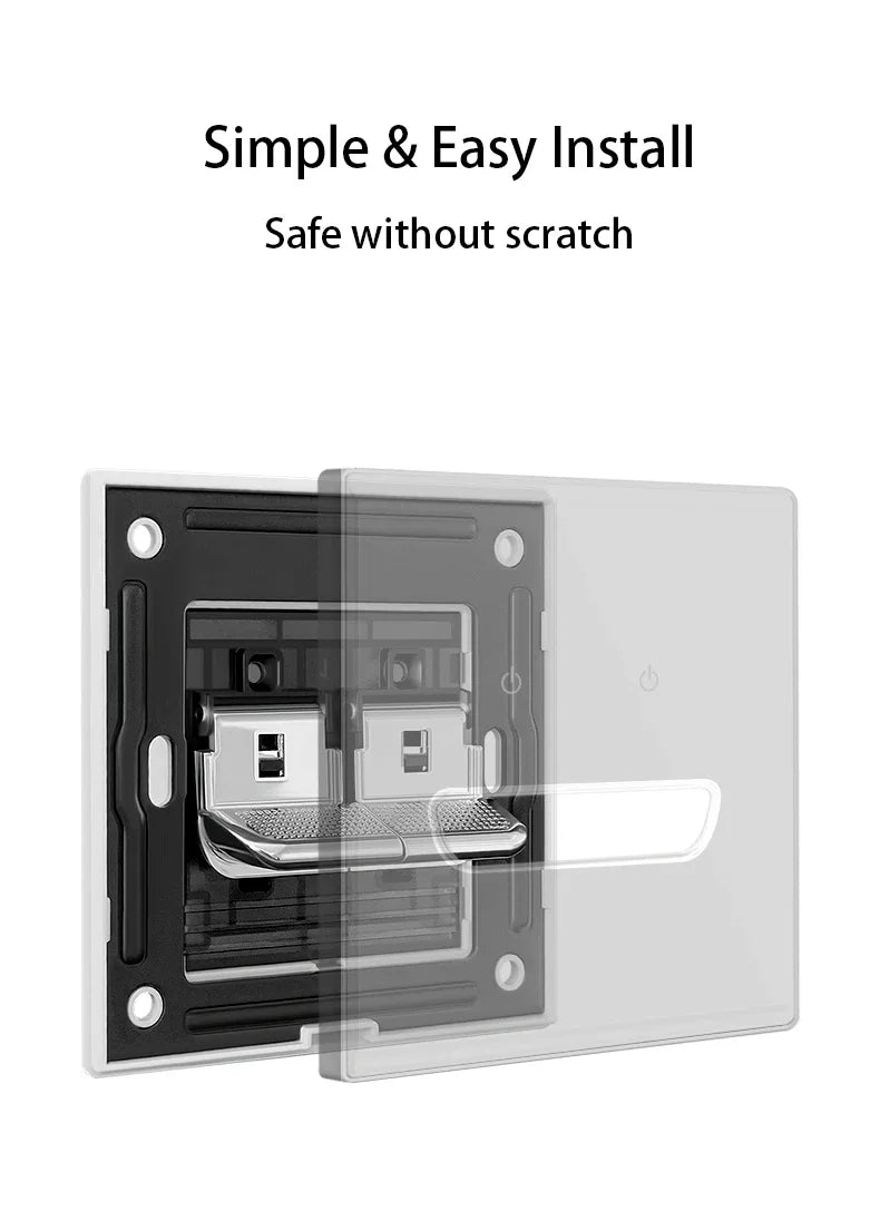 Wall Light Switch Chrome Toggle Press Button Tempered Glass Plate Blue LED Light 1 2 3 4 Gang White Black Gray Gold
