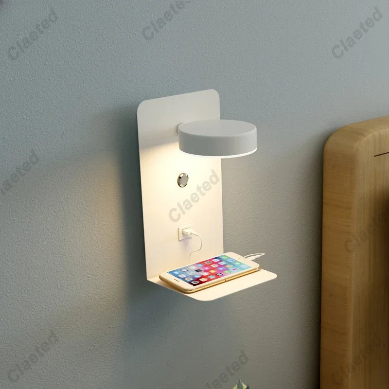 LED Wall Lights With Switch And USB Interface Fashion White Black Lamp Fixture Corridor Aisle Lighting Art Luminaire Wandlamp