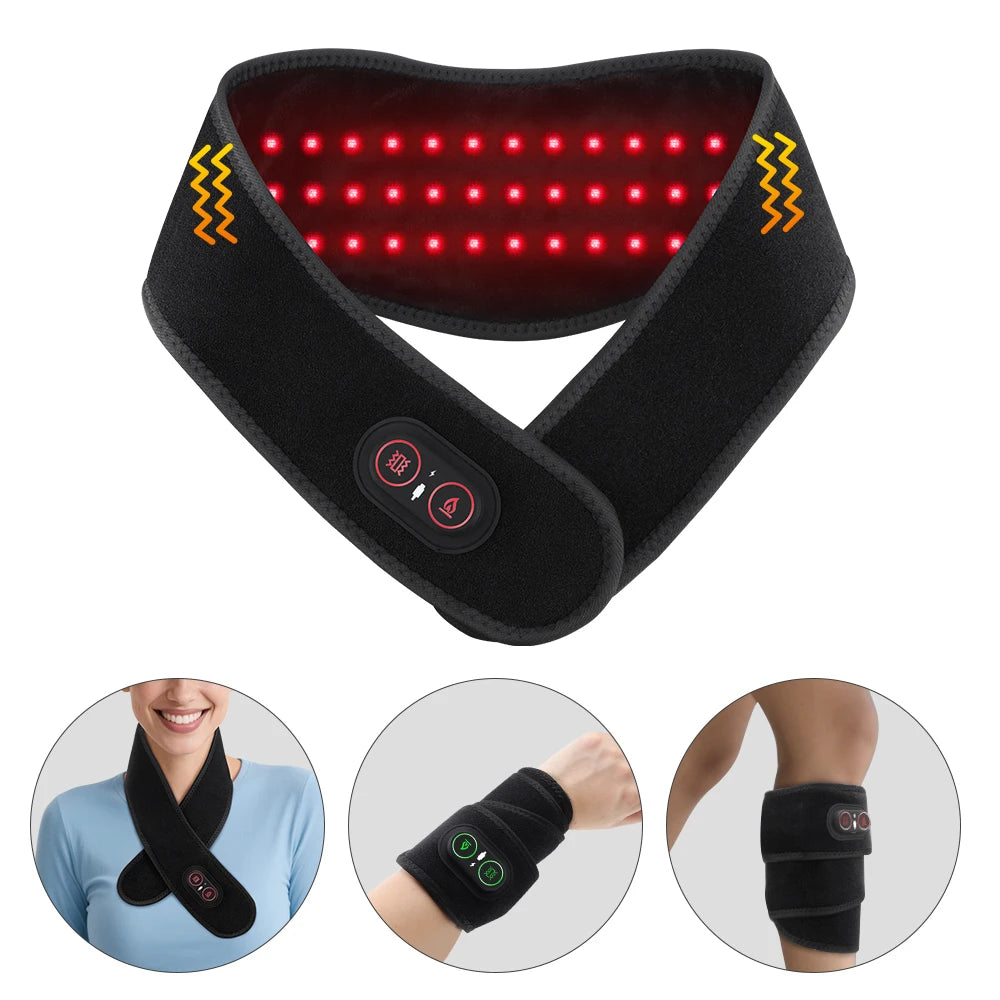 Electric Red Light Heating Neck Belt 660-850nm Infrared Neck Cervical Protection Neck Vibration Massage Pad