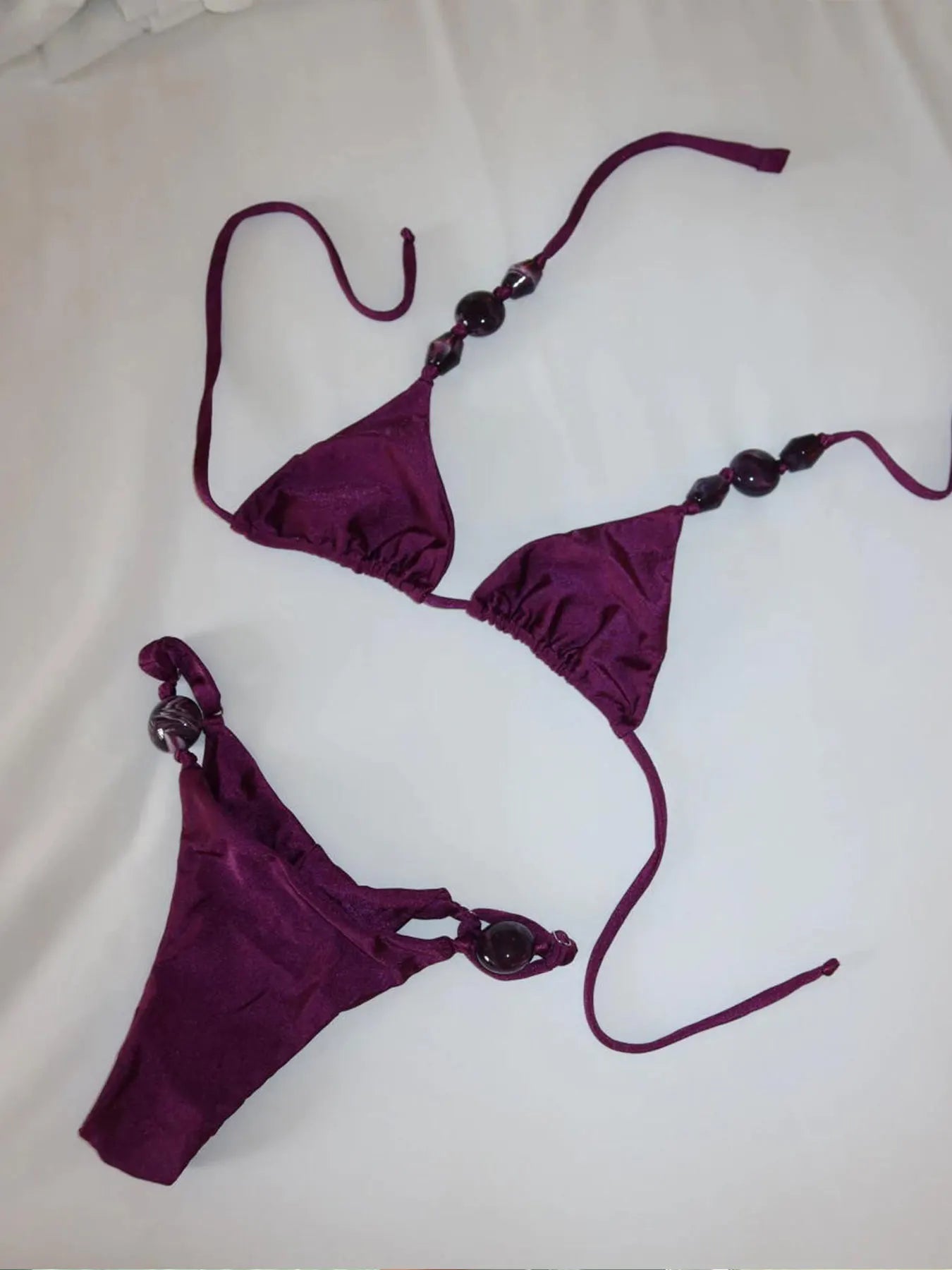 Sexy Bikini Swimwear Women Swimsuit Halter Bead Bikini Set Bathing Suit Two Piece Bikini Summer Beachwear