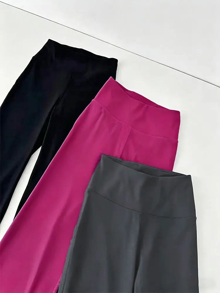 Women High Waist Pilates Flared Fitness Pants Peach Hip Lifting Nude Feeling Tight Flared Trouser All Season Gym Yoga Sweatpants