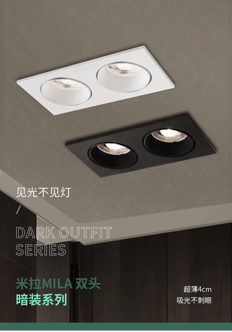 Modern Simple Down Light Embedded Dark Decoration Household Ultra-Thin No Main Light Adjustable Angle LED Anti-Glare Spotlights