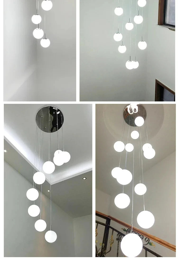 Stairs 2026 Modern Nordic LED Glass Chandelier Loft Duplex Living Room Lamp Hotel Lobby Long Chandelier Home Decorative Lighting