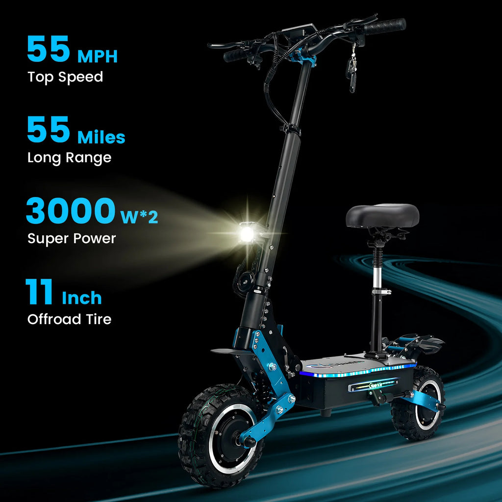 6000-watt off-road two-wheel electric scooter Dual motor lithium battery Digital folding 150kg European warehouse inventory
