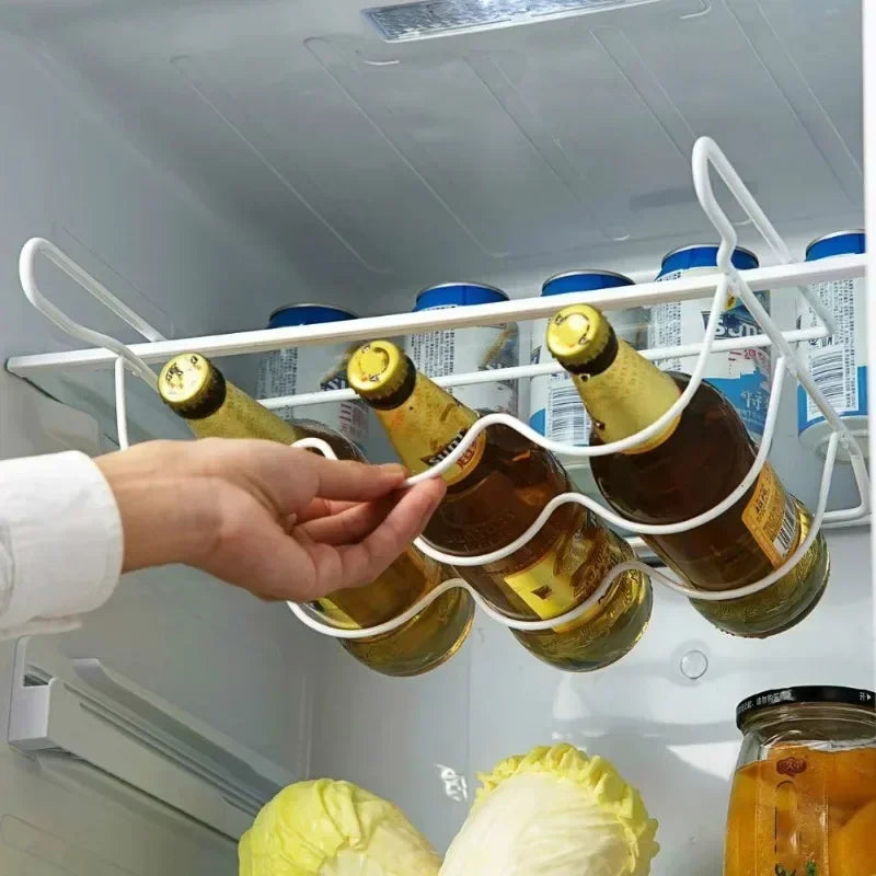 Refrigerator Organizer Rack, Inside Shelf Bottle Holder for Beer or Wine, Kitchen Storage Shelf Accessories for Fridge Supplies
