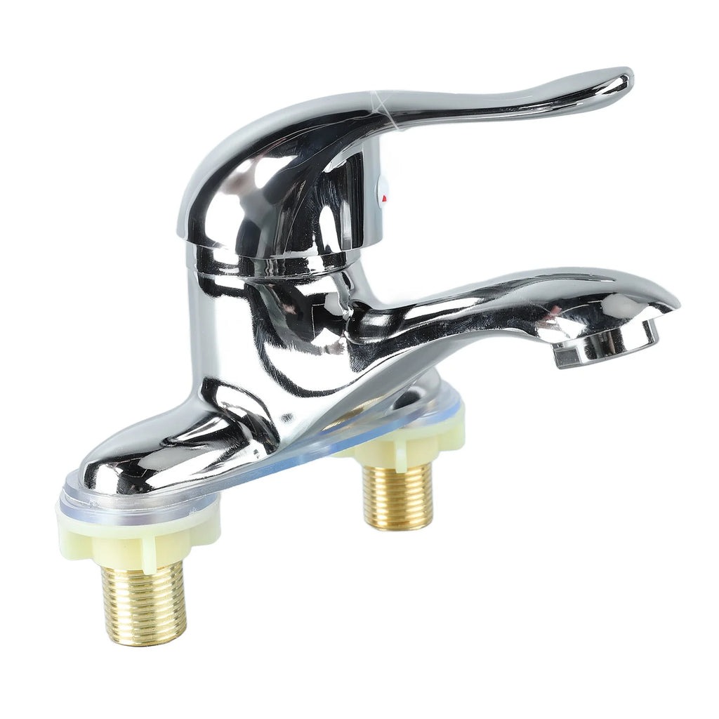 2 Hole Bathroom Sink Faucet Bathroom Sink Faucet Zinc Alloy 2 Hole Single Handle Hot and Cold Water Mixer Tap for Home Hotel