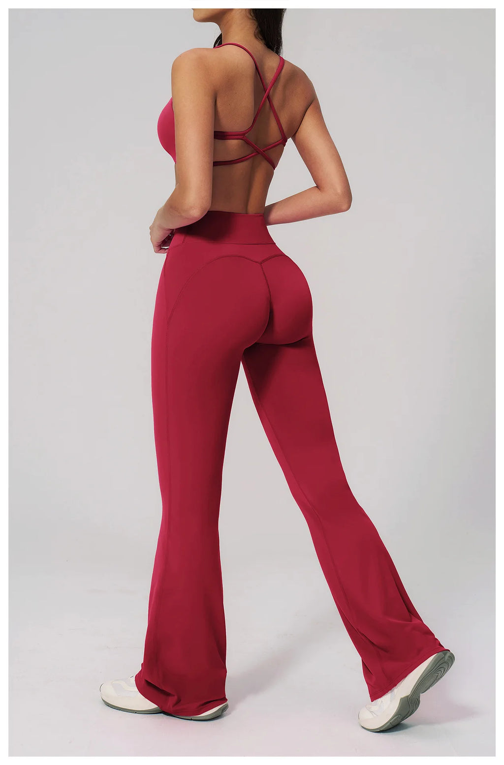 2PCS Flared Pants Yoga Set Women's Tracksuits Gym Fitness Outfits Sports Sets Female Shockproof Sports Bra Yoga Workout Clothes