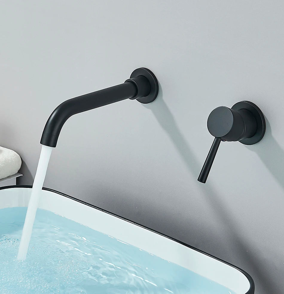 Brushed Gold/Black Basin Faucet Concealed Wall Mounted For Bathroom Faucets Bath Basin Sink Tap Bathtub Hot And Cold Water Mixer