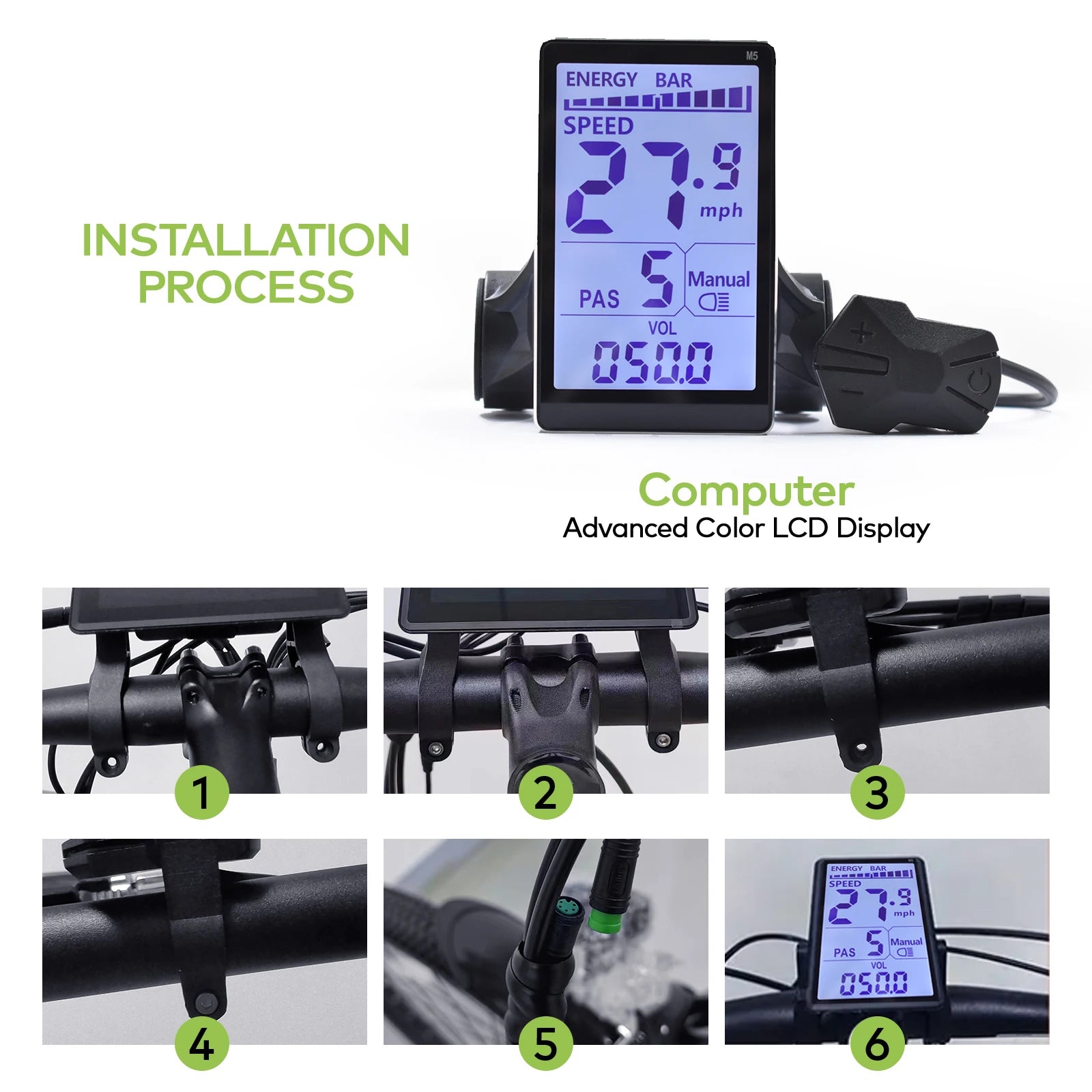 M5 Display 24V-60V Electric LCD Display LCD Display for Electric Bike Scooter Waterproof LCD Panel Screen Ebike Computer