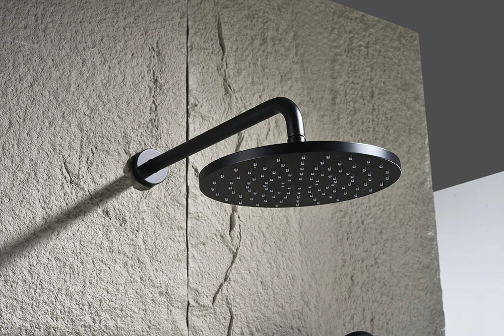 High End Matte Black Concealed Rain Shower System Modern Bathtub Thermostatic Shower Set 3 Modes Rainfall Bathroom Shower Faucet