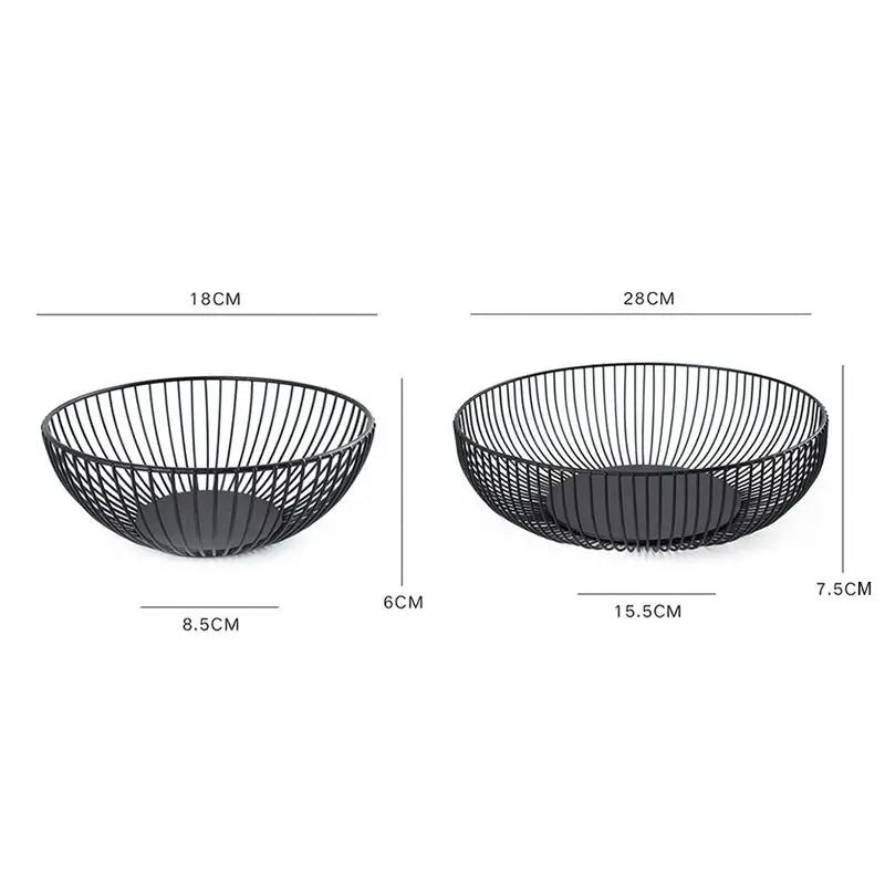 Black Storage Basket Creative European Fruit Snacks Candy Basket Desktop Bedroom Kitchen Fruit Basket Decorations Iron Hollow