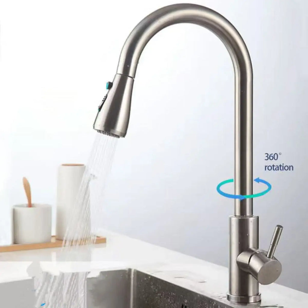 Kitchen Faucet Pull Out Brushed Nickle Stainless Steel Black Kitchen Mixed Tap Kitchen Sink Tap