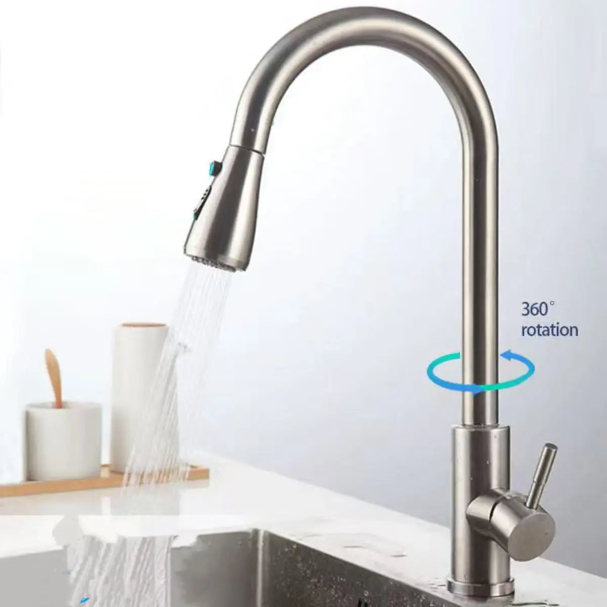 Kitchen Faucet Pull Out Brushed Nickle Stainless Steel Black Kitchen Mixed Tap Kitchen Sink Tap