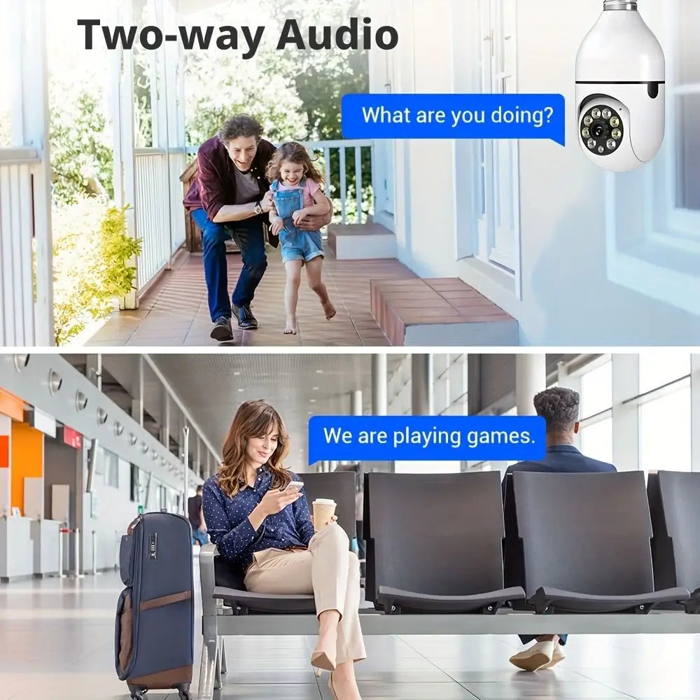 360 Degree Light Bulb Security Camera Full Color Night Vision 5GHz WiFi Surveillance Camera Automatic Human Tracking