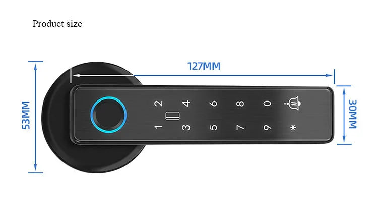Tuya Smart Fingerprint Lock Financial Level Electronic Indoor Lock Handle Lock Support Password/Key/Bluetooth/APP Remote Unlock