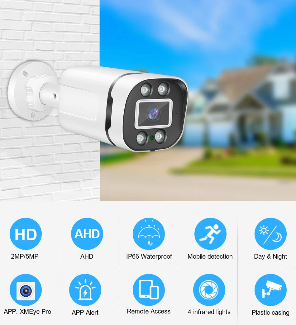 Smar New Super HD 2MP/5MP AHD Camera Waterproof 6* Nano IR LEDS Security Camera  AHDH System Video Surveillance With Bracket