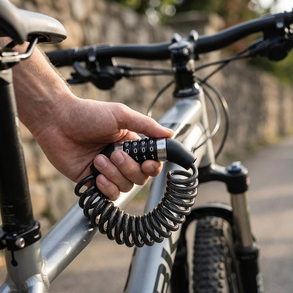 Portable Bike Cable Lock With Password Combination For Mountain Electric Bikes Helmet Secure Accessory