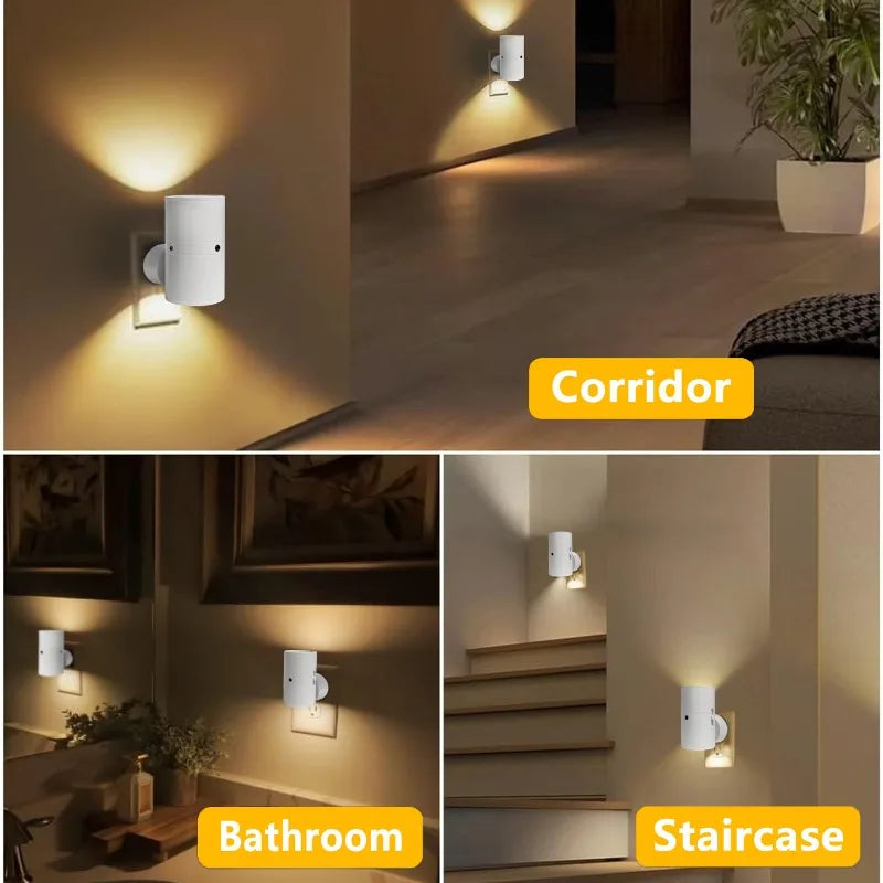 Warm White Light Control Sensor Wall Light 3-color Adjustable Plug-in Staircase Light Suitable for Bedrooms Bedside Desks