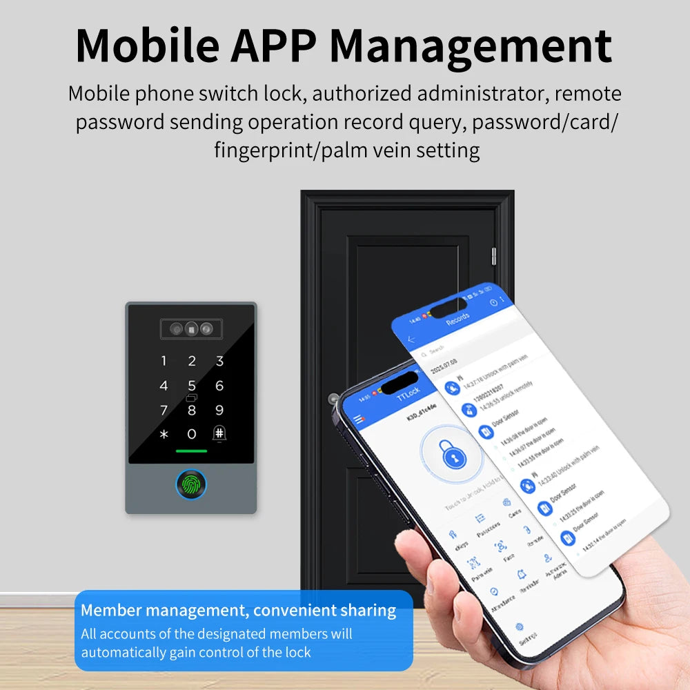 TTLOCK Smart Visual Intercom IP68 Waterproof IC Card Fingerprint WiFi Face Recognition Access Control Machine Home Security