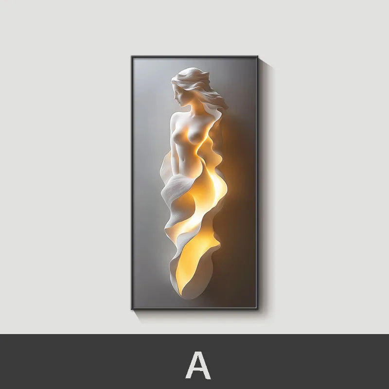 Led Lights Modern Light Luxury Entrance Door Decoration Painting, Simple Abstract Corridor Hanging Painting Wall Lamp Painting
