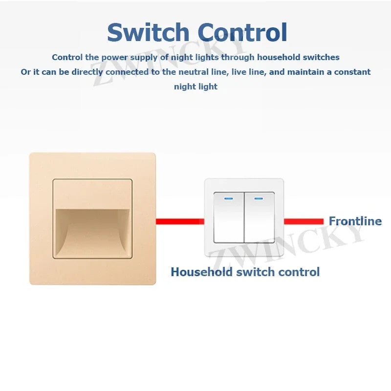 LED Wall Light Switch Control Recessed Stair Light AC180-220V Step Light Corridor Lighting Indoor Wall Light