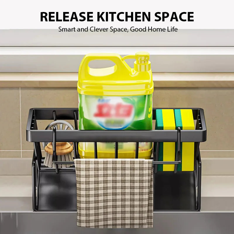 Kitchen Sink Drain Rack Organizer Sink Shelf Soap Sponge Holder Dishcloth Towel Rack Filter Basket Countertop Storage Spice rack
