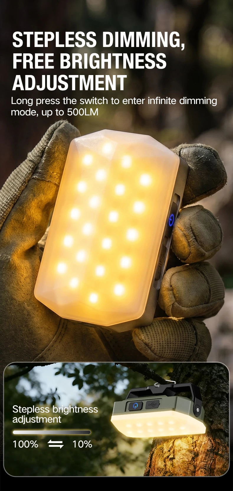 Outdoor Camping Lights, Portable Camping Tents, Camping Atmosphere Hanging Lights, Long-Lasting Rechargeable Lighting Fixtures