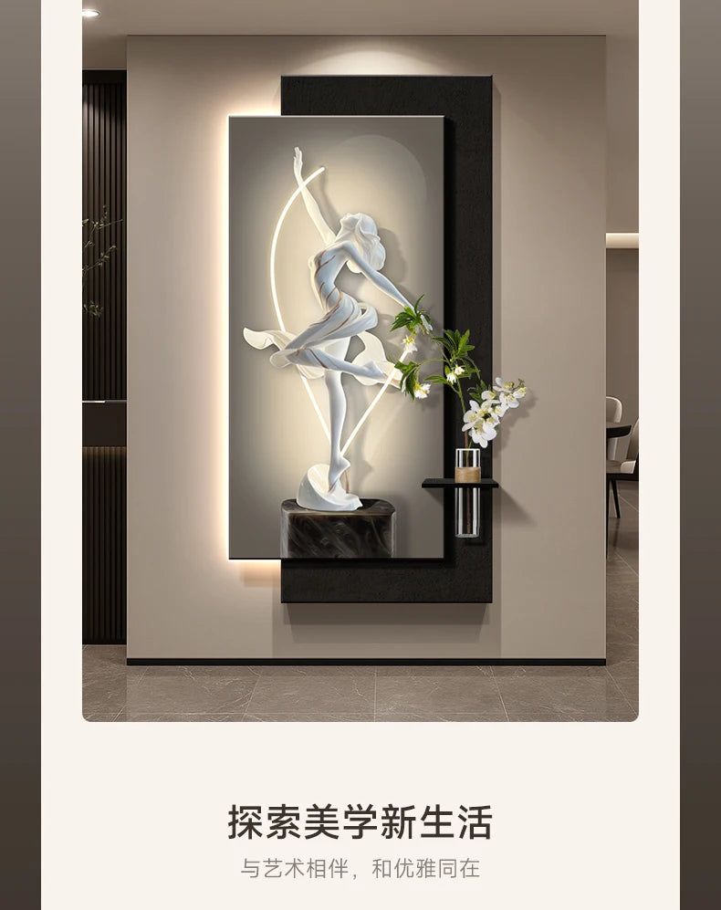 Modern light luxury entrance door, foyer decoration painting, high-end feeling, corridor corridor hanging painting, hydroponic g