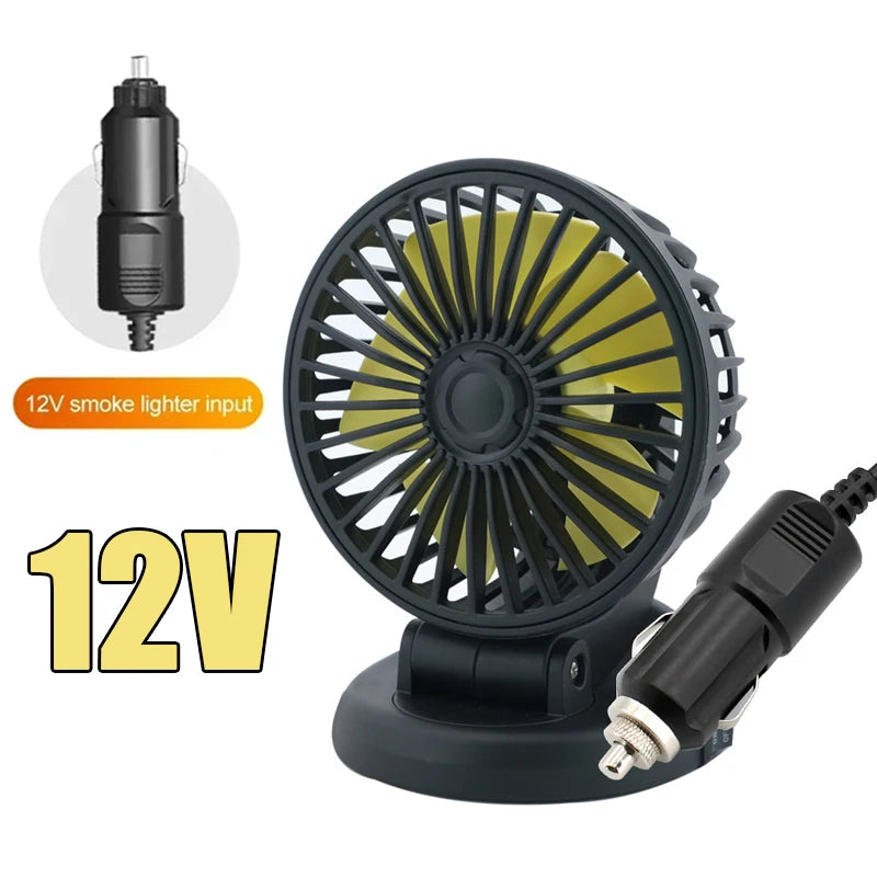 1/2/3 Head Car Fan Summer Air Cooler USB/12V/24V Adjustable 2 Speeds Silent Fan for Home Desk Office & Car