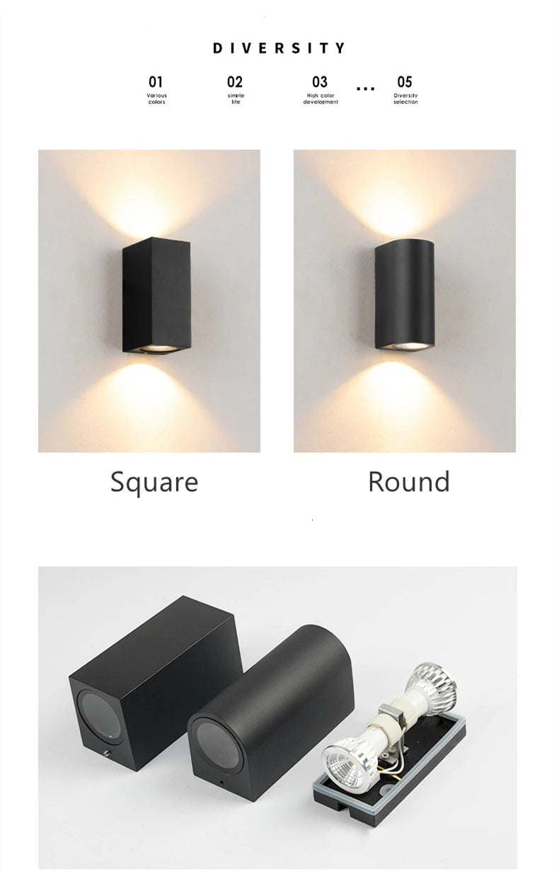 Tuya Smart LED Wall Light Up and Down RGB CCT Outdoor Bluetooth/WIFI APP Control GU10 Bulb Exterior Garden Porch Sconces Lamp