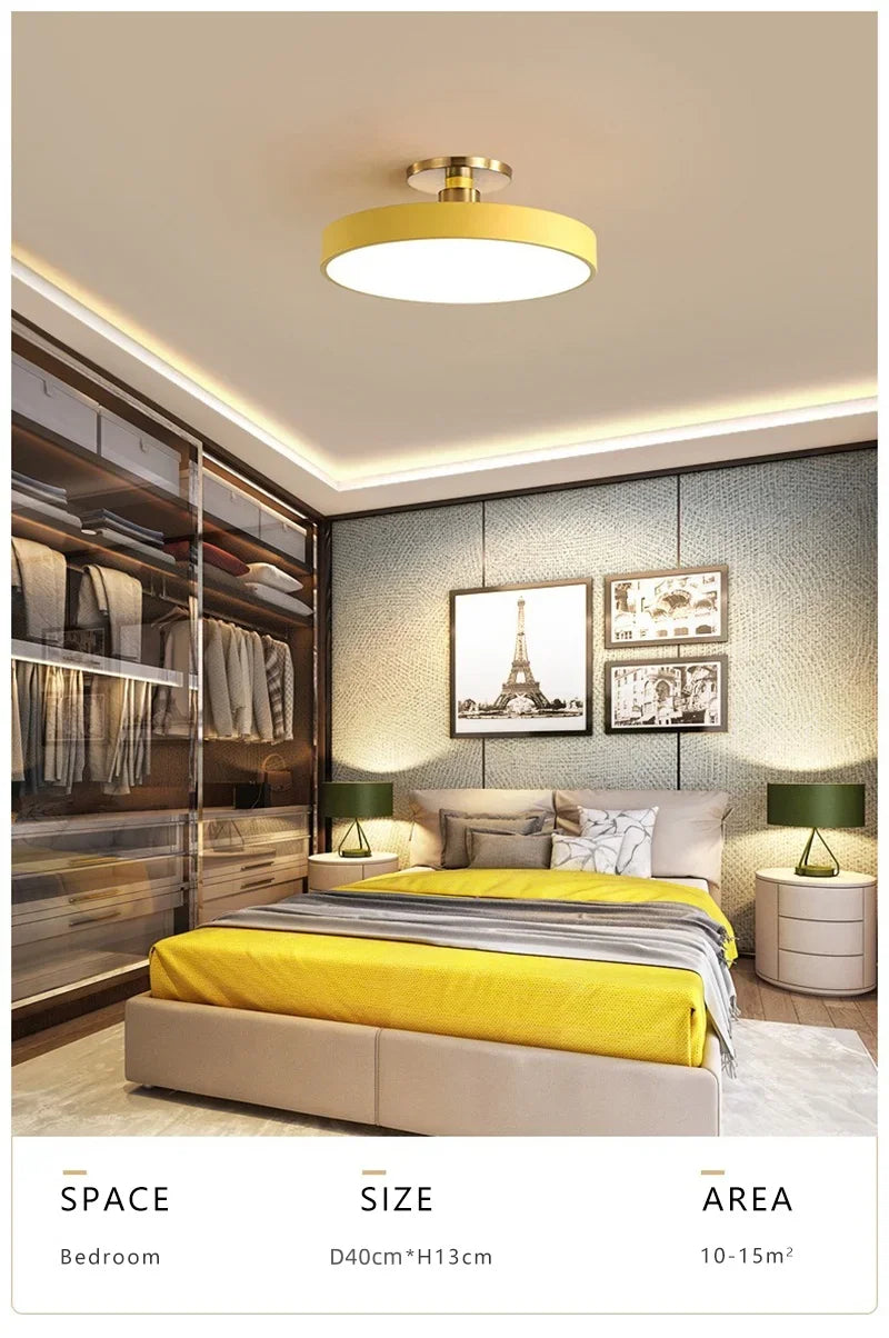 Modern Macaron LED Ceiling Light Simple Circular Dimmable Pendant Light Living Room Bedroom Study Nordic Decorative Lighting