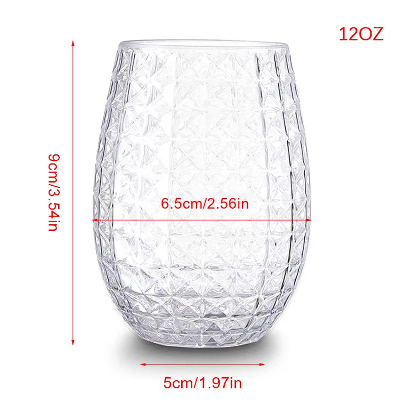 Wine Glasses Whiskey Cocktail Juice Drinking Plastic Cups - Unbreakable Reusable And Recyclable for Outdoor Pool party Picnics