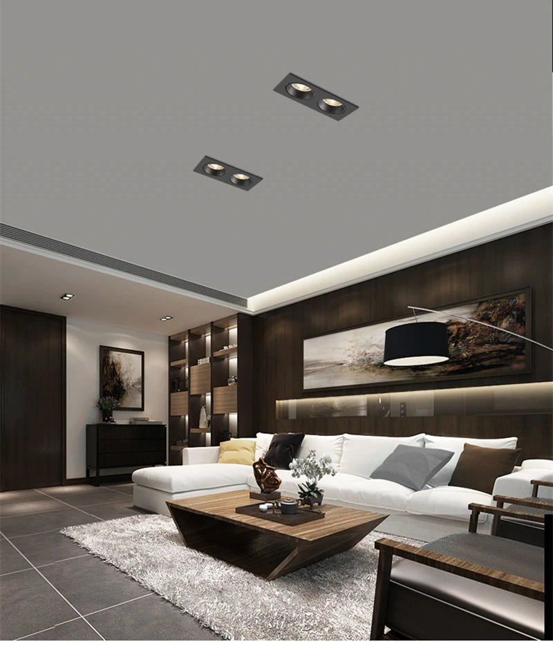 Modern Simple Down Light Embedded Dark Decoration Household Ultra-Thin No Main Light Adjustable Angle LED Anti-Glare Spotlights