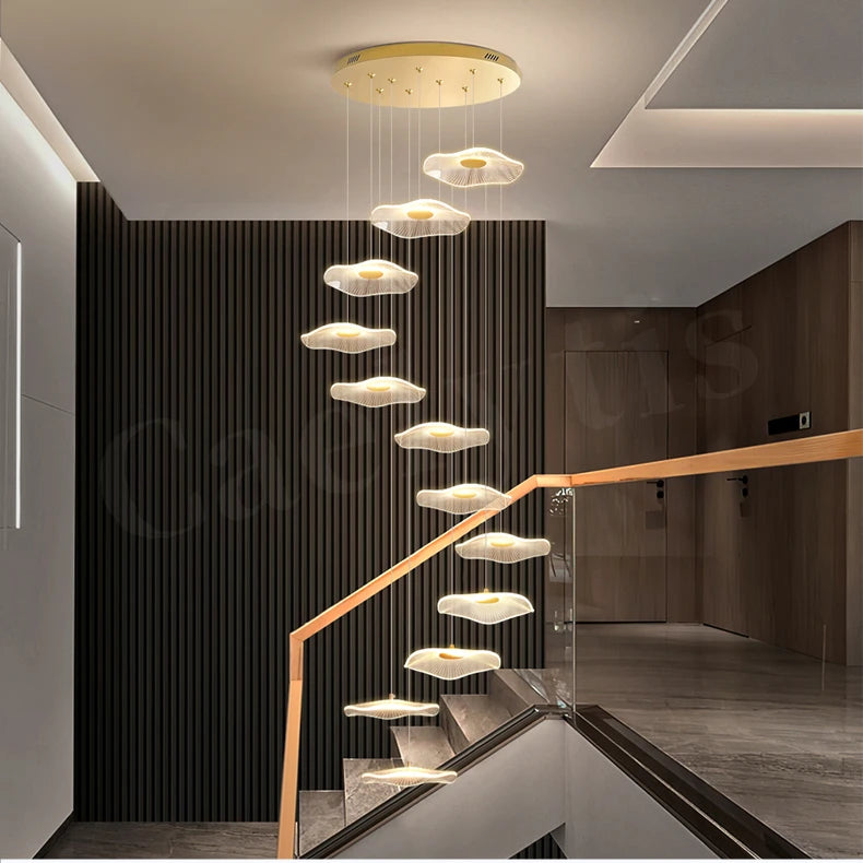 Modern LED Stair Chandeliers For Living Room Dining Room Pendant Lights Home Decoration Indoor Lamps  Hanging Lighting Fixtures