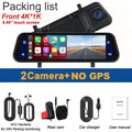 4K Mirror Dash Cam 9.66" with Carplay Android Auto Touch Screen Backup Camera Front and Rear View Dual Cameras for Car