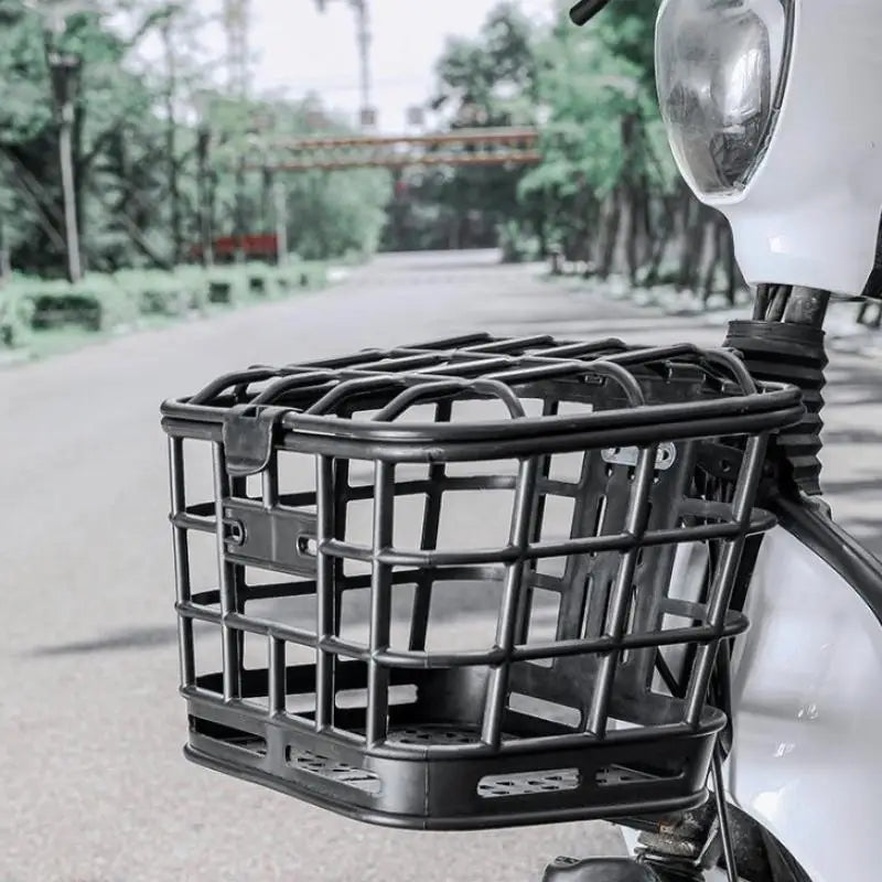 Durable Black PC Bike Basket with Lid; Front-Mounted, Anti-Extrusion for Electric Bikes