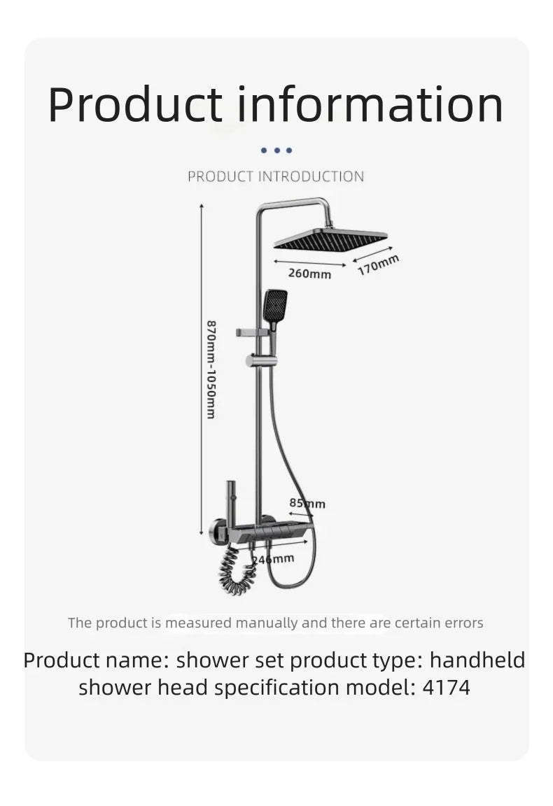 Multifunctional Aluminum Shower Set Household Hot and Cold Water Digital Display Pressurized Shower System Set Bathtub Faucet