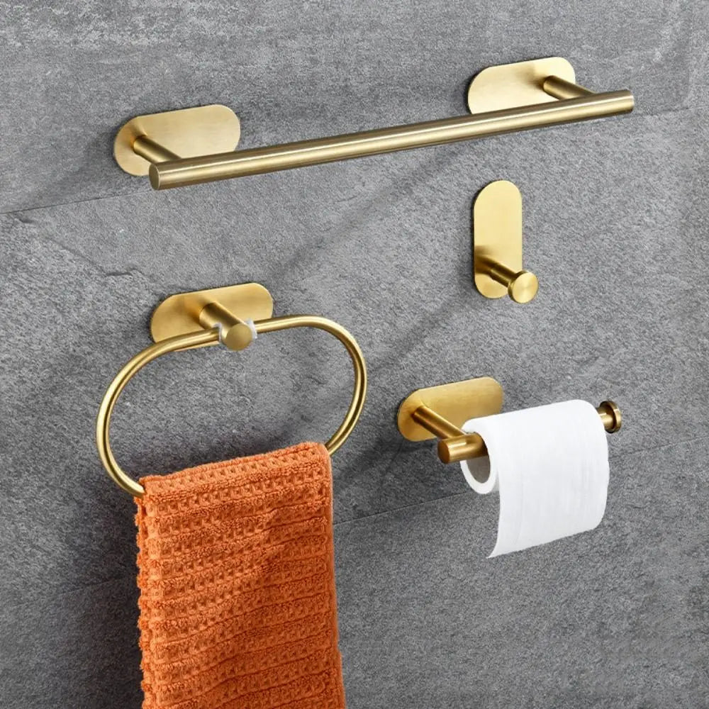 4/5Pcs Stainless Steel Bathroom Hardware Set Anticorrosion Wall Mount Bathroom Towels Rack No Punching Rustproof Towel Bar
