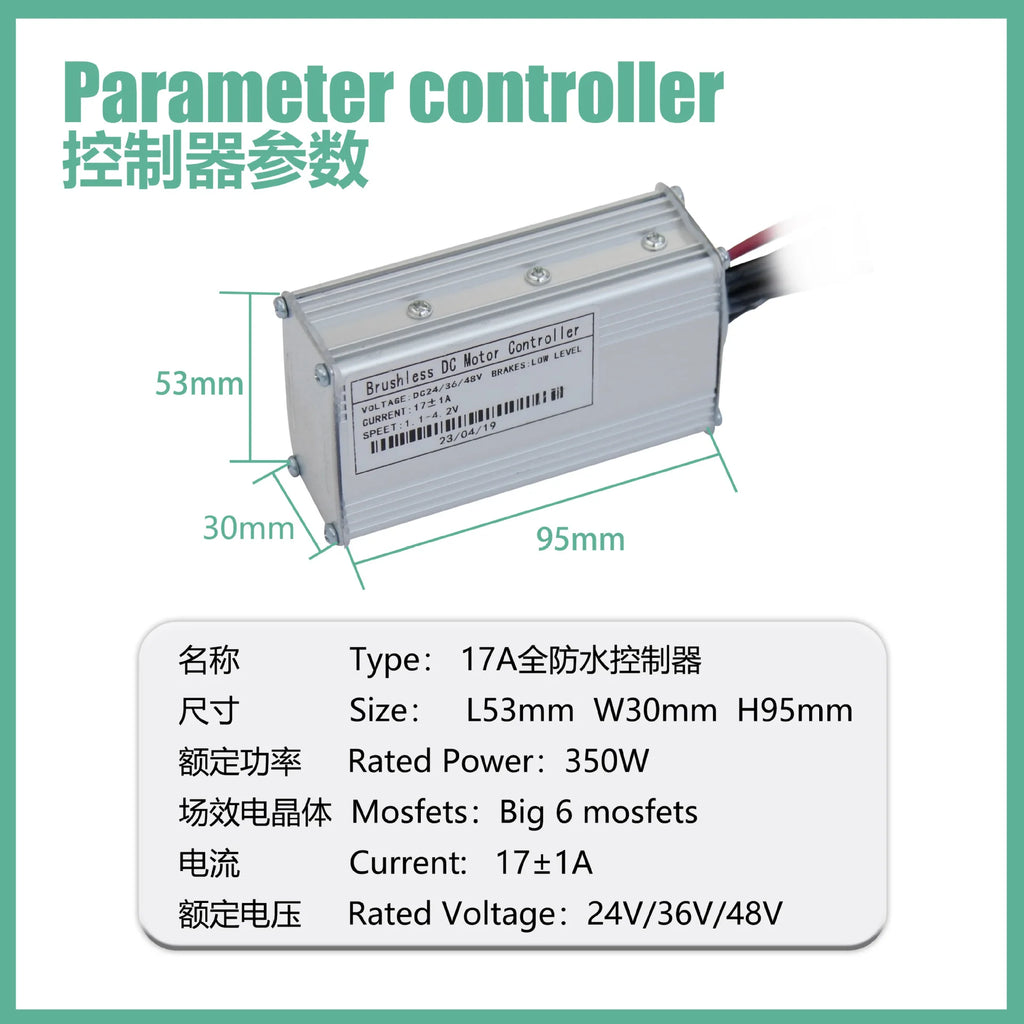 Bike Controller JN 17A Sine Wave Brushless Three Mode Controller WP Connector 24V/36V/48V Scooter Refit Accessory