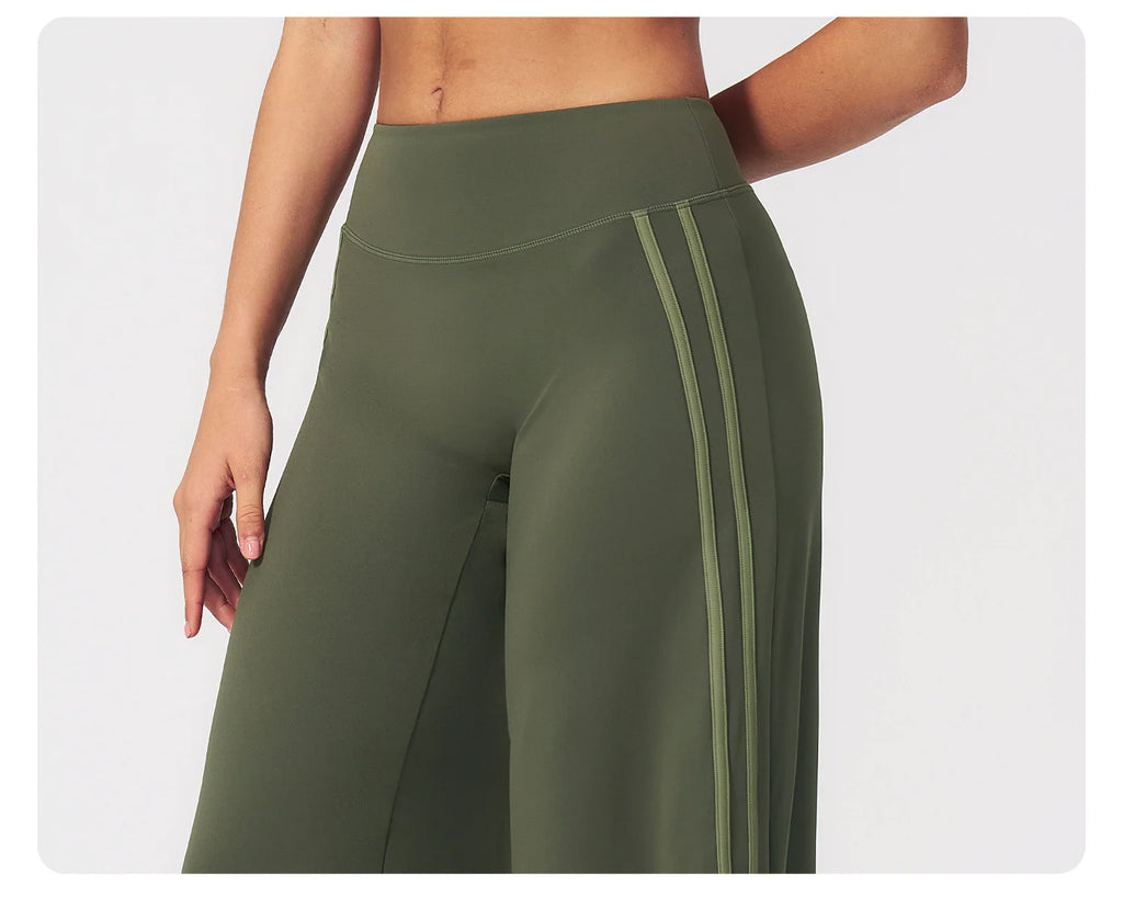 Yoga Pants High Waist Wide Leg Trousers Women Tummy Control Flared Pants Straight Workout Trousers Casual Fitness Bell-bottoms
