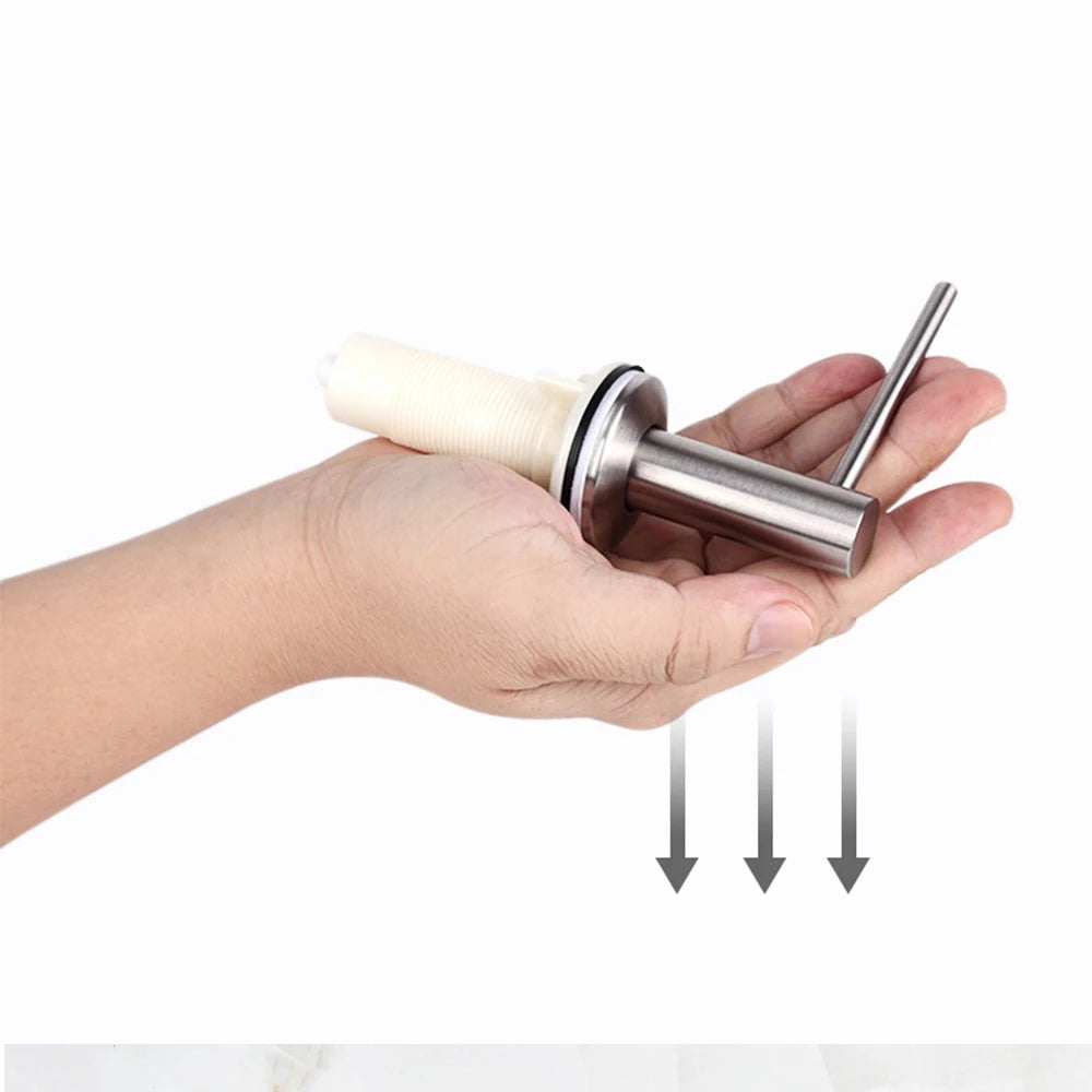 Slim Metal Head Liquid Soap Dispenser Kitchen Sink Bathroom Under Counter Lotion Holder Pump Dish Wash Detergent Silicone Tube