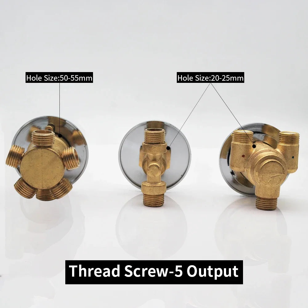 Thermostatic Brass Shower Faucet Valve 2/3/4/5 Way Diverter Mixer Control for Steam Room Shower Column Panel Bathroom Accessoris